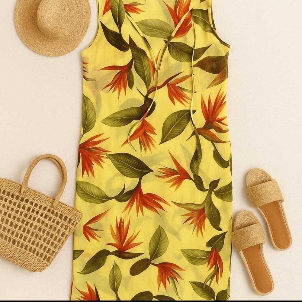 Tommy Bahama Vintage Bird of Paradise Resortcore Maxi Long Dress Resort Petite S